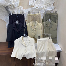 奶萌女童套装120-160码2026夏款韩版洋气休闲西装三件套 XMYN8022