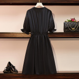 62410清仓特价120-350斤大码胖mm收腰显瘦木耳边裙2024连衣裙，商品下架区，变形策服饰