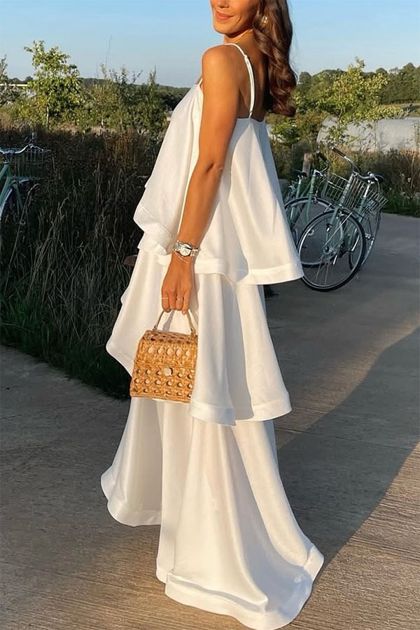 Robe-débardeur en satin pour femme, plusieurs couches, style décontracté et ample, nouveauté printemps-été_voghion.com