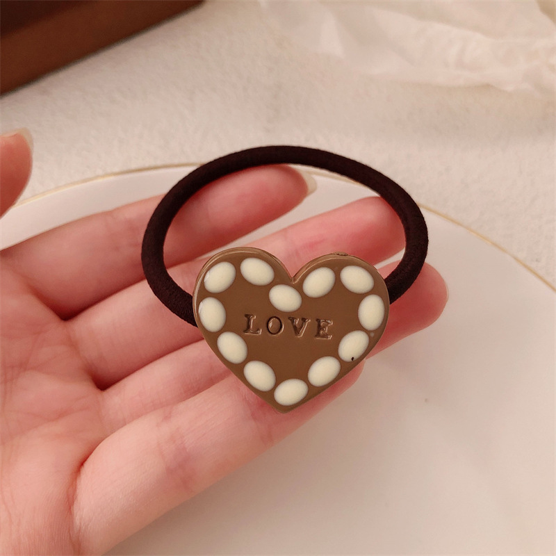 Corea del Sur color contrastante amor sonrisa banda de base de alta elasticidad simple anillo de cabello de alta sensación de cabello atado cuerdas de cabello adornamiento para el cabello