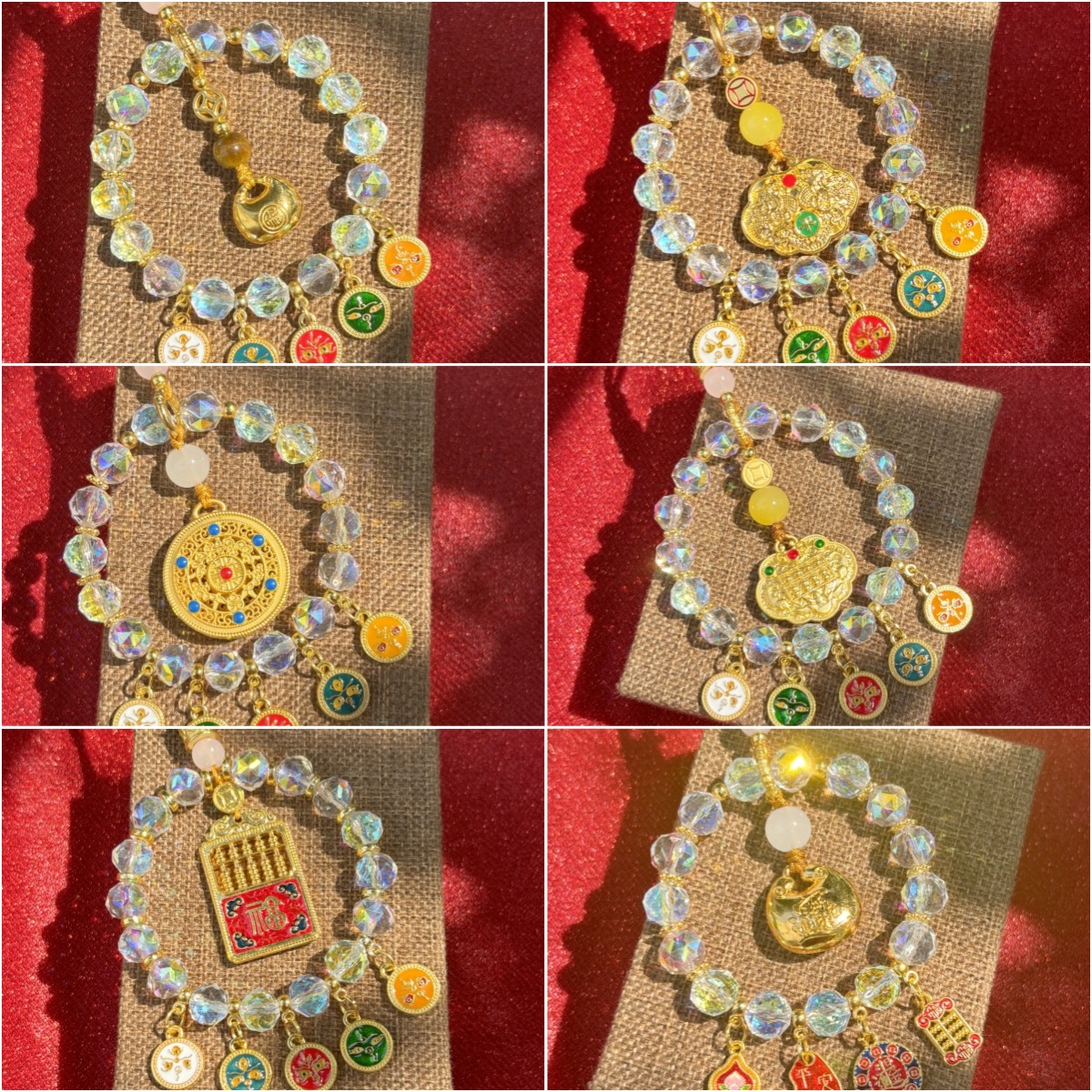 金属新中式滴油男女车挂福字算盘锁高档中国风琉璃招财汽车挂件