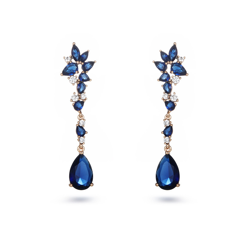 Xuping joyería de bronce de piedra artificial color azul geometría pendientes cuadrados pendientes de lujo pendientes de orejas al por mayor mujeres