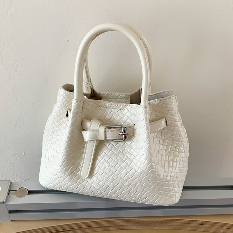 Korean Niche Woven Pattern Shoulder Bag for Women 2026 New Model Hand-Held Basket Tote Bucket Crossbody Bag