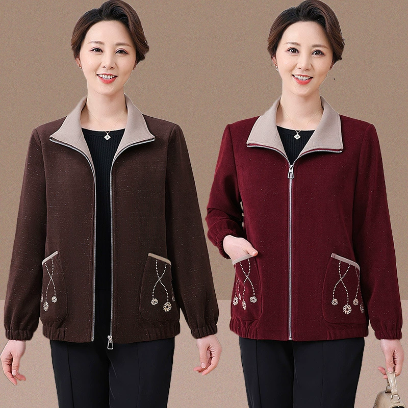 Новая весенняя повседневная куртка для мамы, женский короткий плащ среднего возраста для возраста 40-50 лет, весенне-осенний топ.