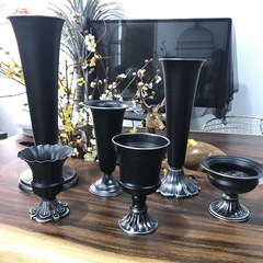 Halloween retro flower pot black high-end iron vase hotel model room decoration simulated flower flower arranging device
