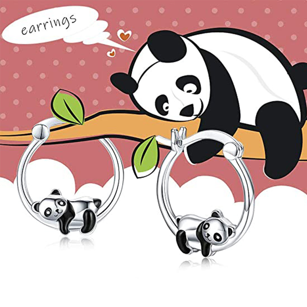 Cute Panda Copper Epoxy Earrings 1 Pair display picture 2