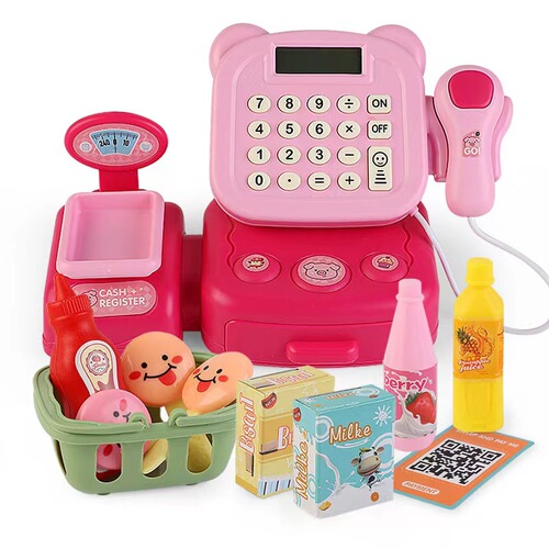 Internet celebrity children's multi-function cash register cartoon supermarket cashier girl play house toys 3-6 gifts wholesale