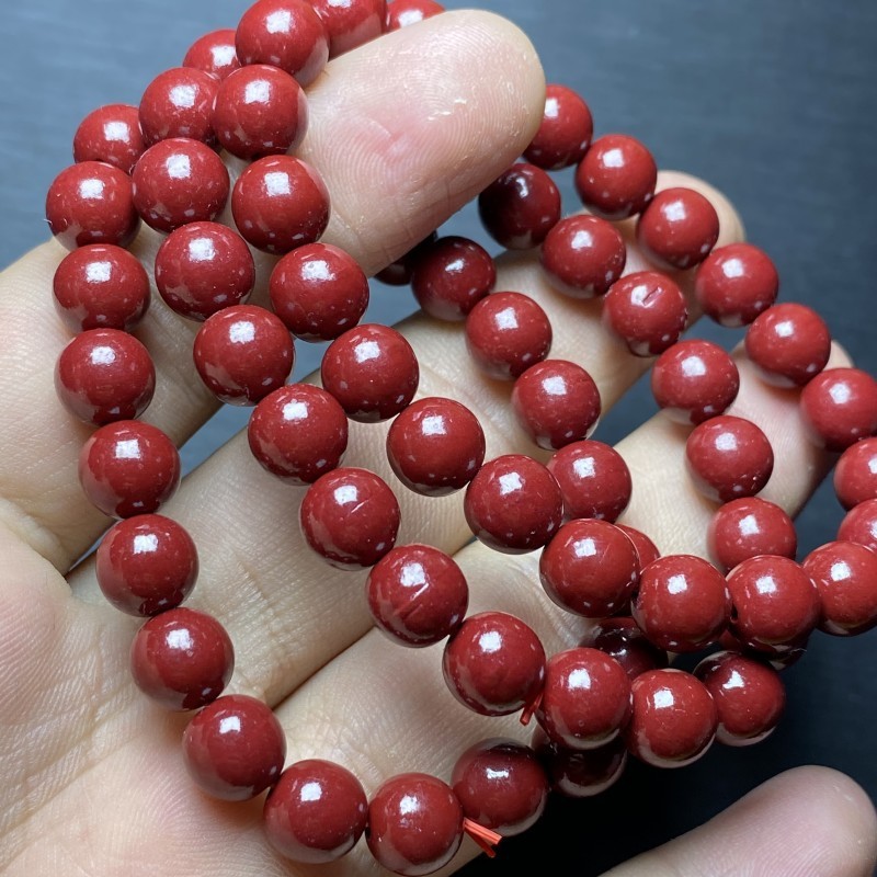 爆款紫金砂高含量帝王红砂手链手串紫沙红色原矿朱砂散珠厂家直销|undefined