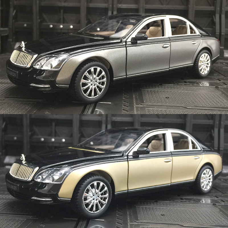 Modelo de coche de aleación XLG 1:24 Maybach 62s coche de negocios tire de la puerta trasera de sonido y luz de los hombres modelo de coche de juguete Decoración