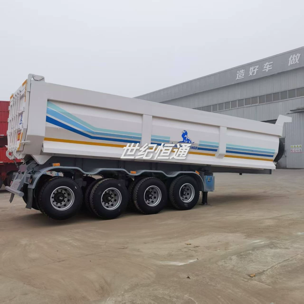 Поставка четырехосных самосвальных полуприцепов оптом на экспорт. Самосвальные полуприцепы.