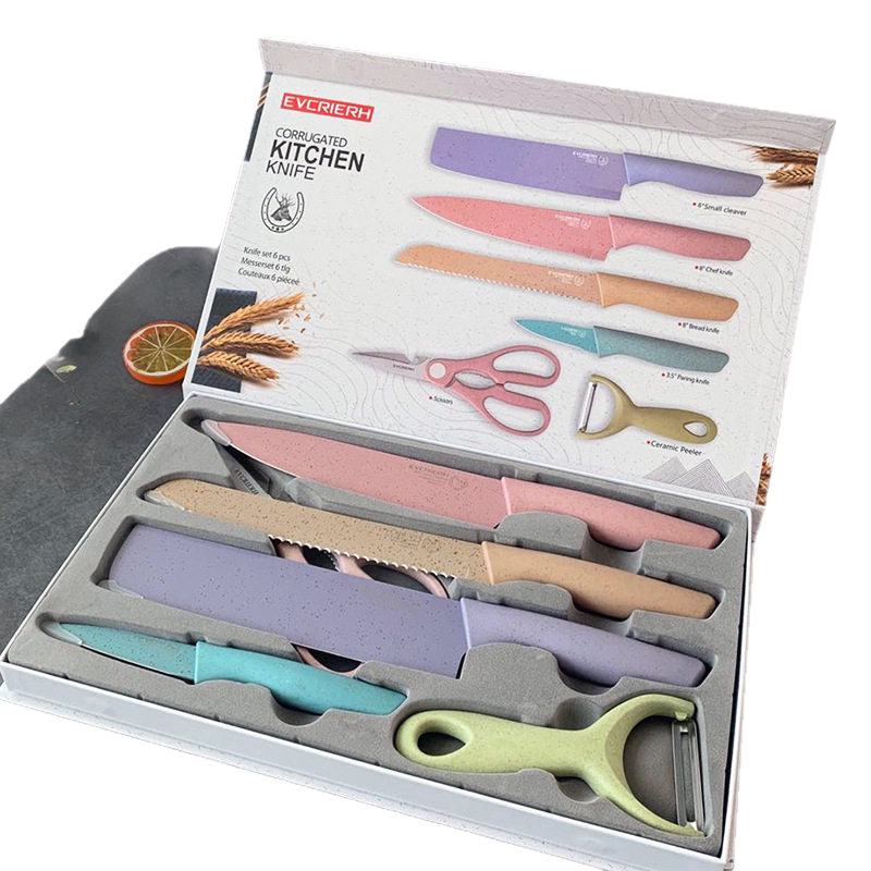 Juego de Cuchillos de Cocina de 6 Piezas de Acero Inoxidable y Paja de Trigo, Forjado, para Cocina image 5