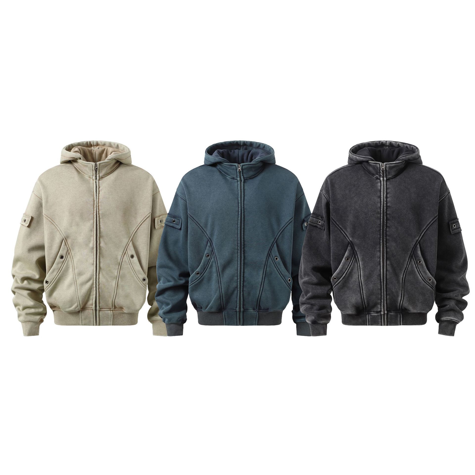 Jiayiku Abbigliamento Uomo 2024 Nuova Felpa con Cappuccio American Street Hip-Hop Giacca in Pile Stile Wasteland Felpa Lavata con Cerniera_voghion.com