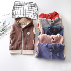 Winter New Hooded Vest Coat Small Children's Clothing Oli Fleece Children's Vest Warm Children's Clothing Top Zipper Sweater 