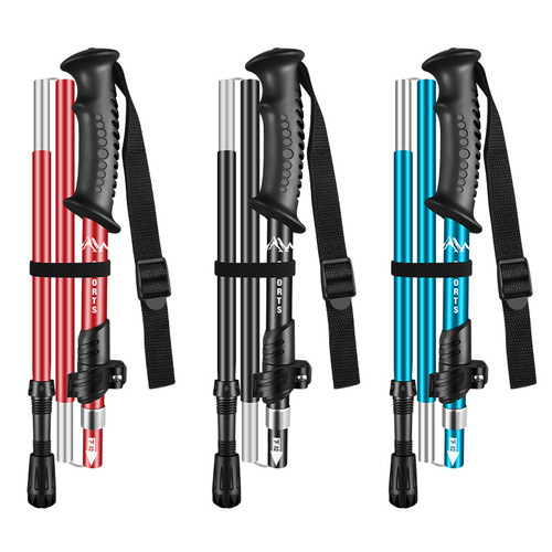 Wholesale OEM Aluminum Folding 5-Section Lightweight Short Telescopic Outdoor Hiking Poles Trekking Poles Factory