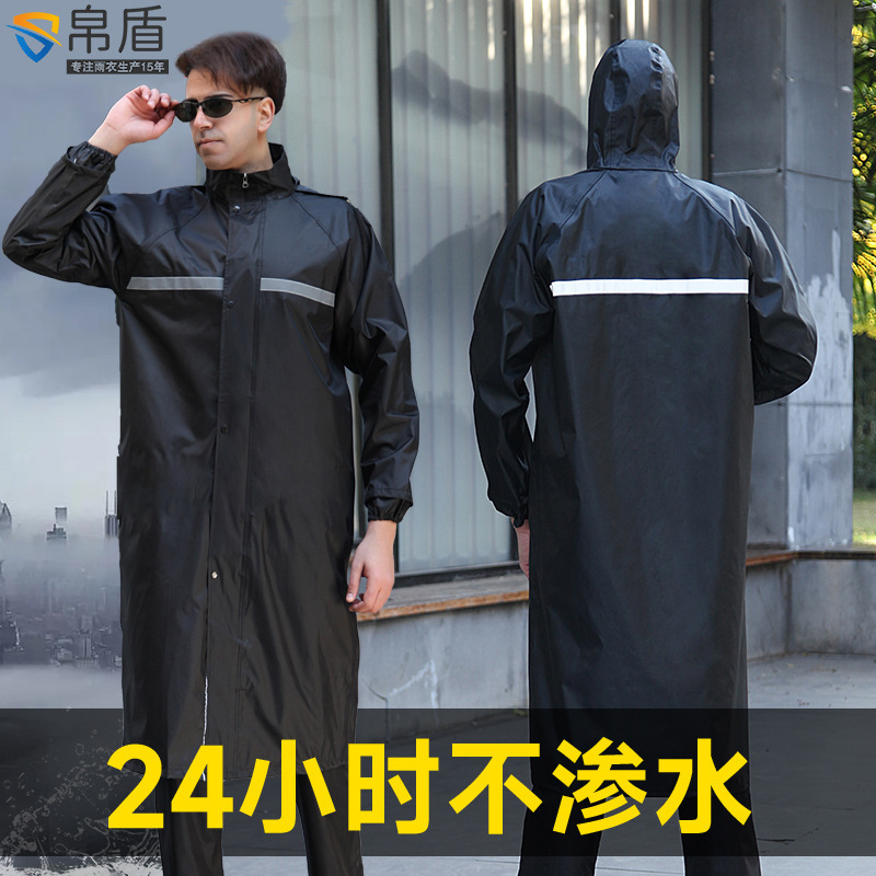 Thickened Oxford One-Piece Long Raincoat Full Body Waterproof and Rainproof Coat Windbreaker Black One-Piece Reflective Raincoat Wholesale