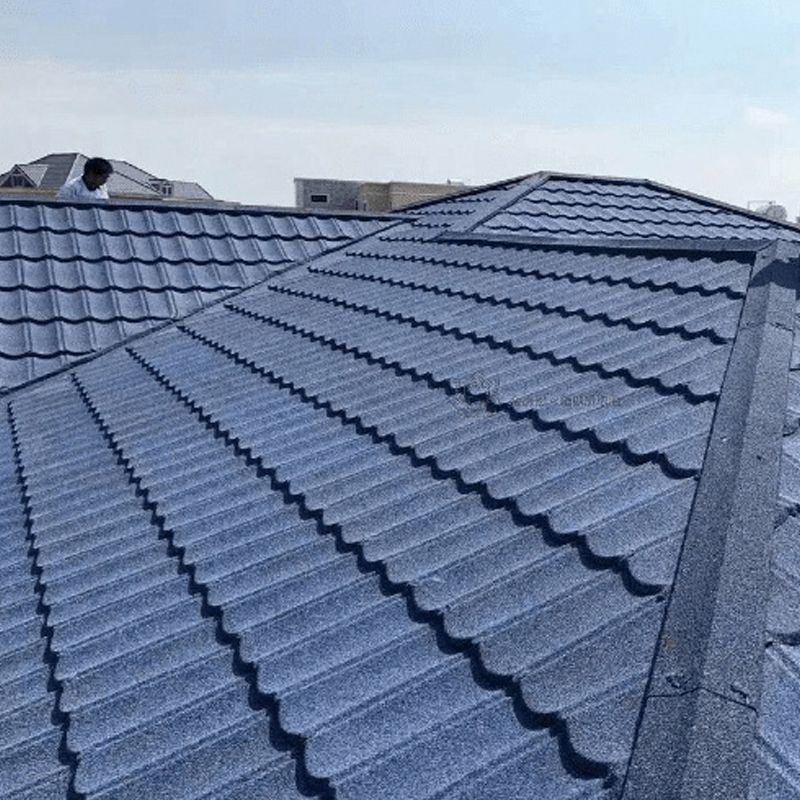 镀铝锌基板天然彩砂 防腐抗锈 屋面瓦片耐用50年宝石蓝彩石金属瓦|undefined