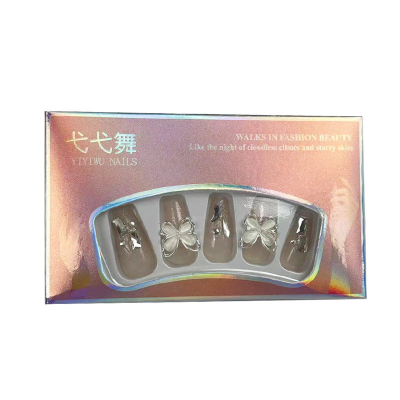 Yi danza de uñas de desgaste largo pegatinas diamante parche de uñas terminado uñas falsas en línea celebridad mismo estilo parche desmontable