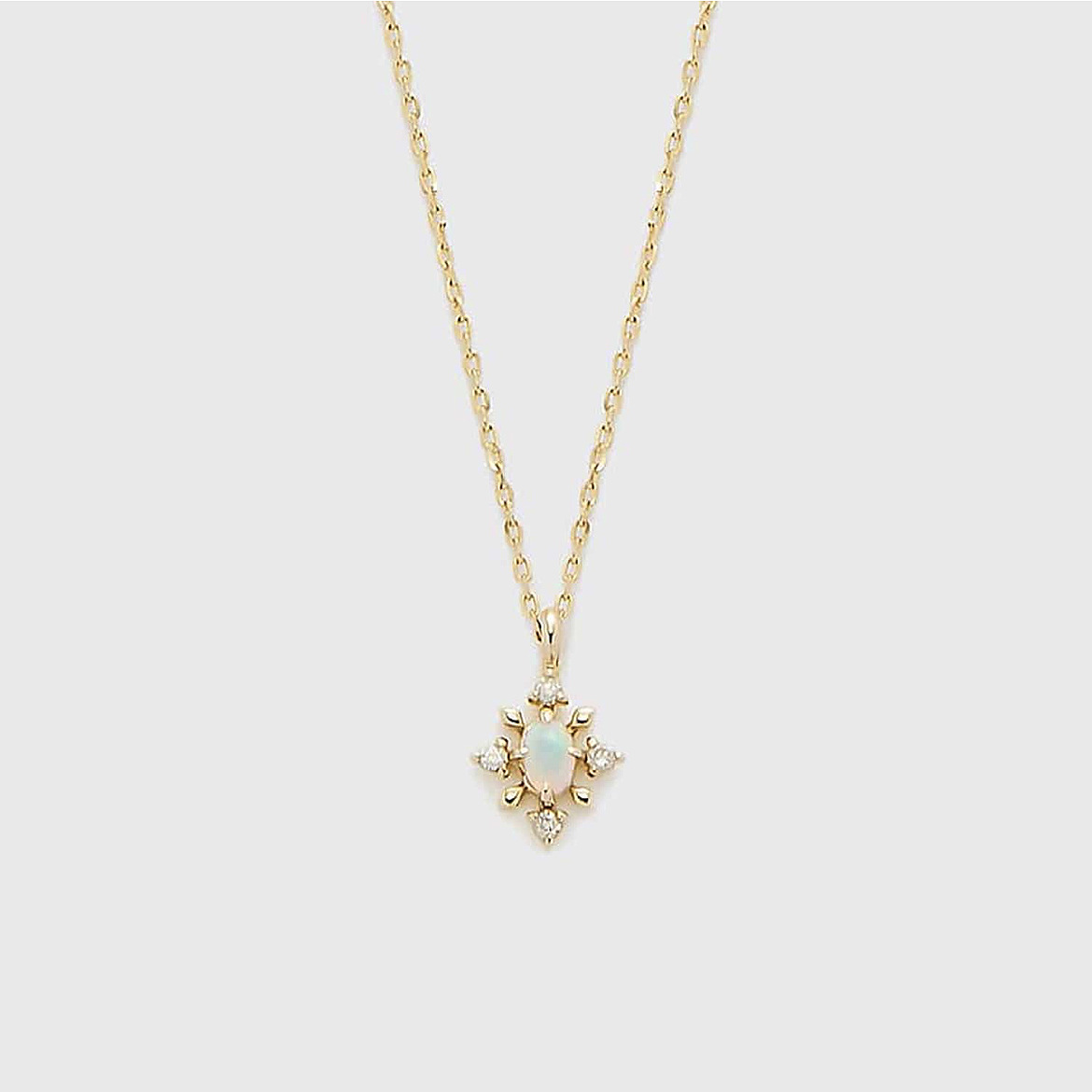 925 pure silver gold plated natural Opal necklace women's new Japanese minority simple fashion snowflake zircon clavicle chain