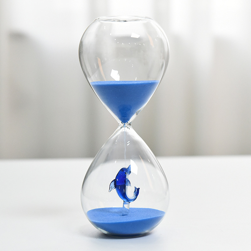 Creativo 30 minutos de Navidad reloj arena temporizador forma animal decoración del hogar artesanía vidrio fábrica al por mayor