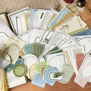 100 pieces of retro large collection notes material package ins wind hand account message note paper non-sticky art label frame