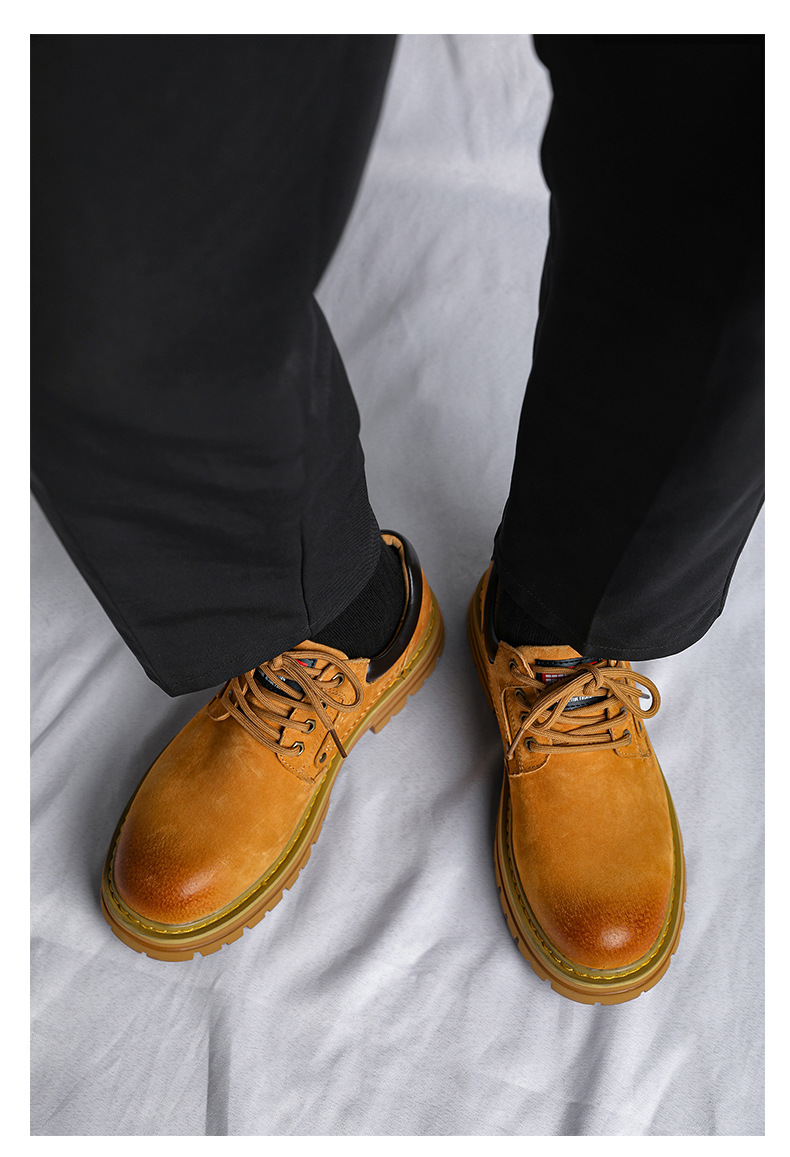 British Men's Leather Chukka Boots Thick Sole Comfortable Shoes_voghion.com
