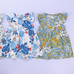 全棉a類嬰兒連衣裙花朵碎花寶寶女童連衣裙公主裙寶寶裙子夏外貿