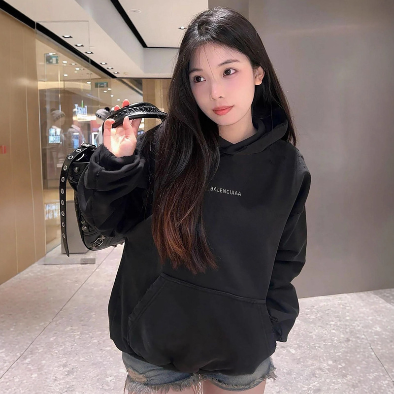 Paris Sweatshirt for Men and Women with Rhinestones, Pure Cotton Hoodie, Trendy Brand Bl Jacket, Loose Hoodie with English Letters