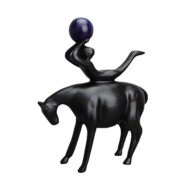 European -style creative resin riding beef cow red gold and blue…