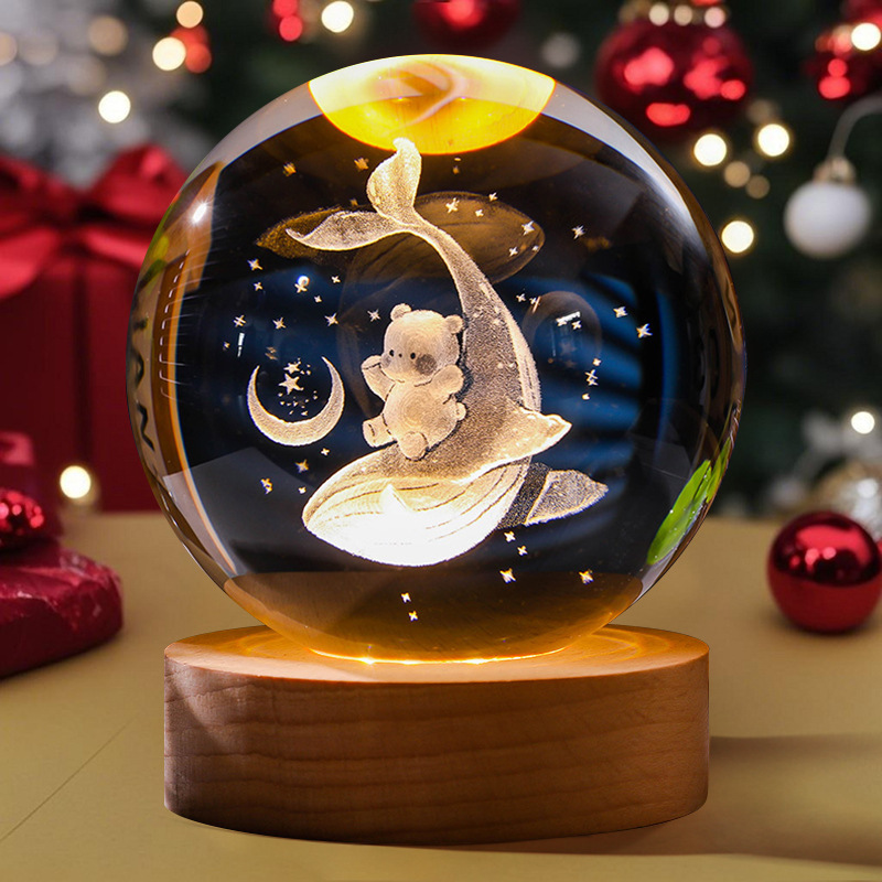 Astronauta luminosa bola de cristal lámpara de noche 3D escultura decoración de mesa para reuniones de estudiantes regalos personalizados