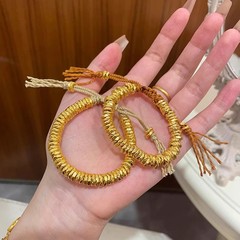 古法五帝钱盘缠手链女轻奢气质高级感可抽拉手串时尚个性百搭手饰