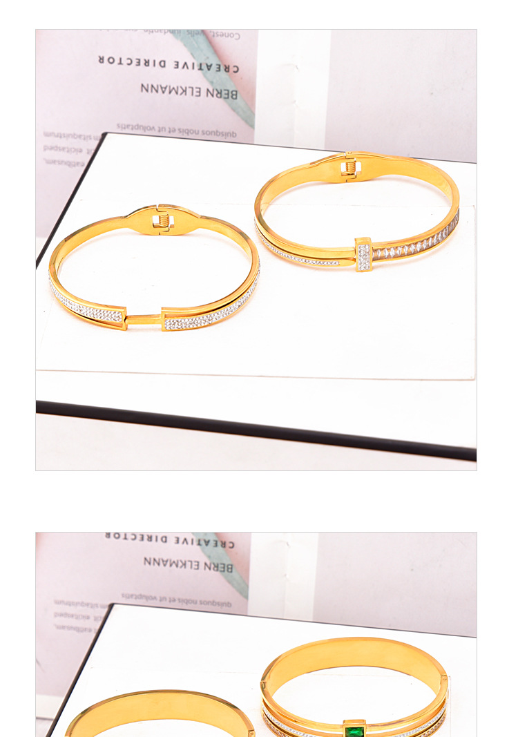 Simple Style Classic Style Square Titanium Steel Zircon Bangle In Bulk display picture 1