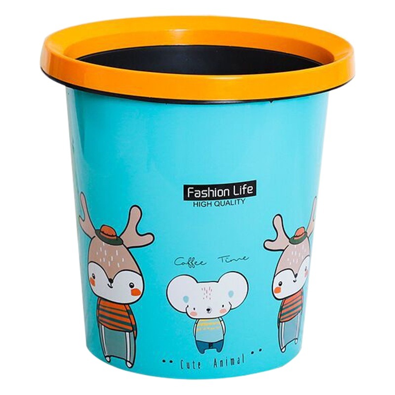 Trash can wholesale household kitchen large pressure ring cartoon printing trash can stall five yuan shop trash basket manufacturer