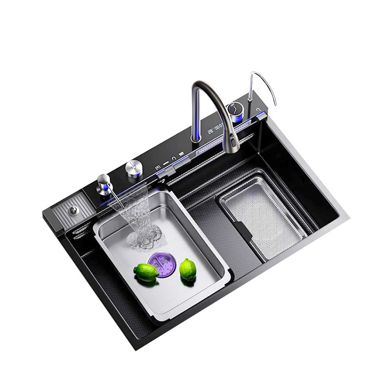 Fregadero de Cocina con Cascada Acero Inoxidable 304 Monocubeta