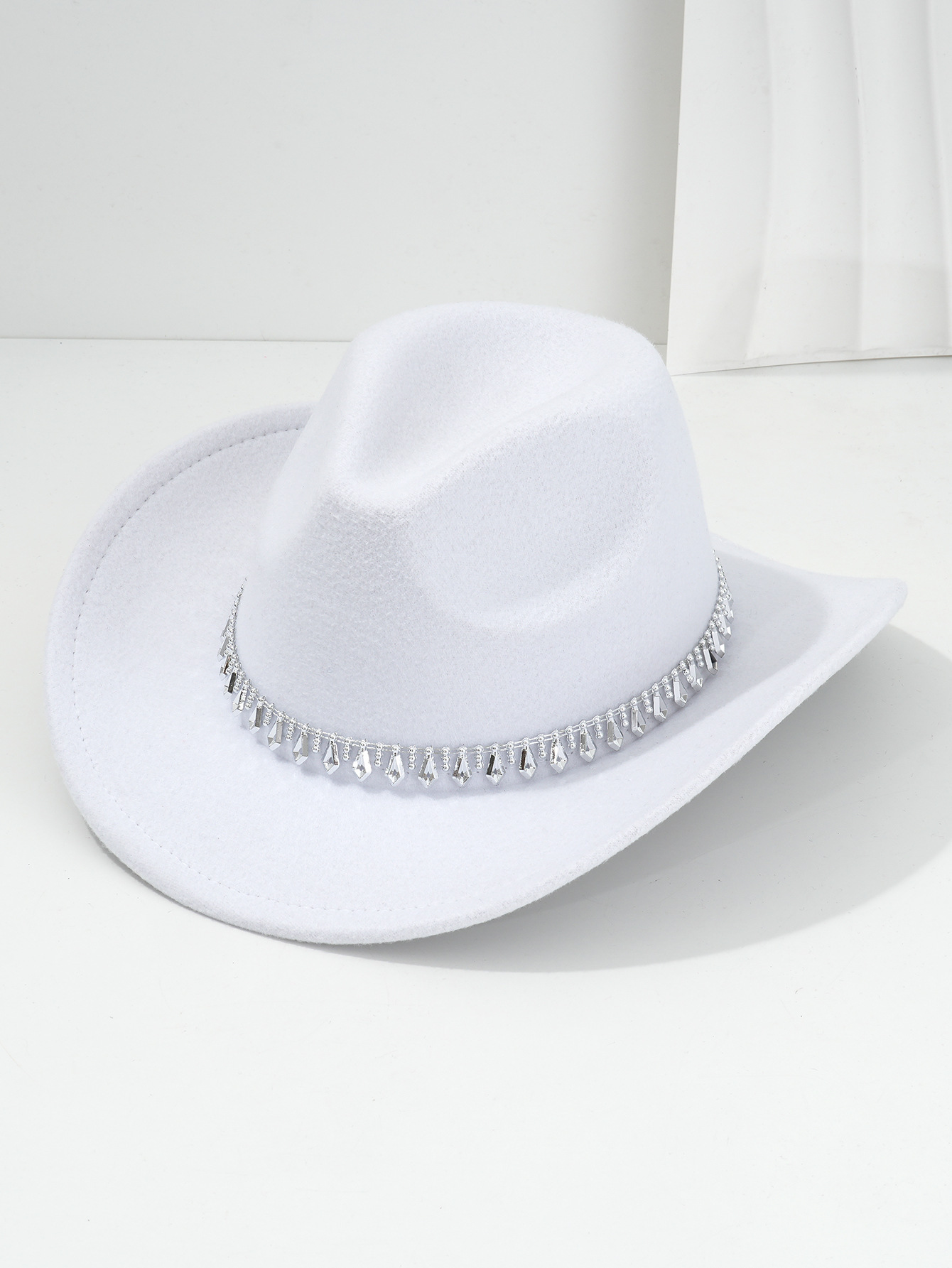 Cappello da cowboy western con strass in feltro morbido jazz_voghion.com