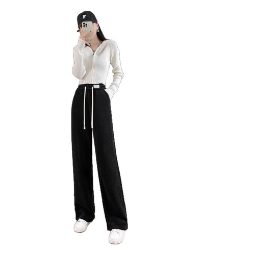 Chenille wide-leg pants, women's autumn and winter velvet pants, new style, today's popular thick straight pants