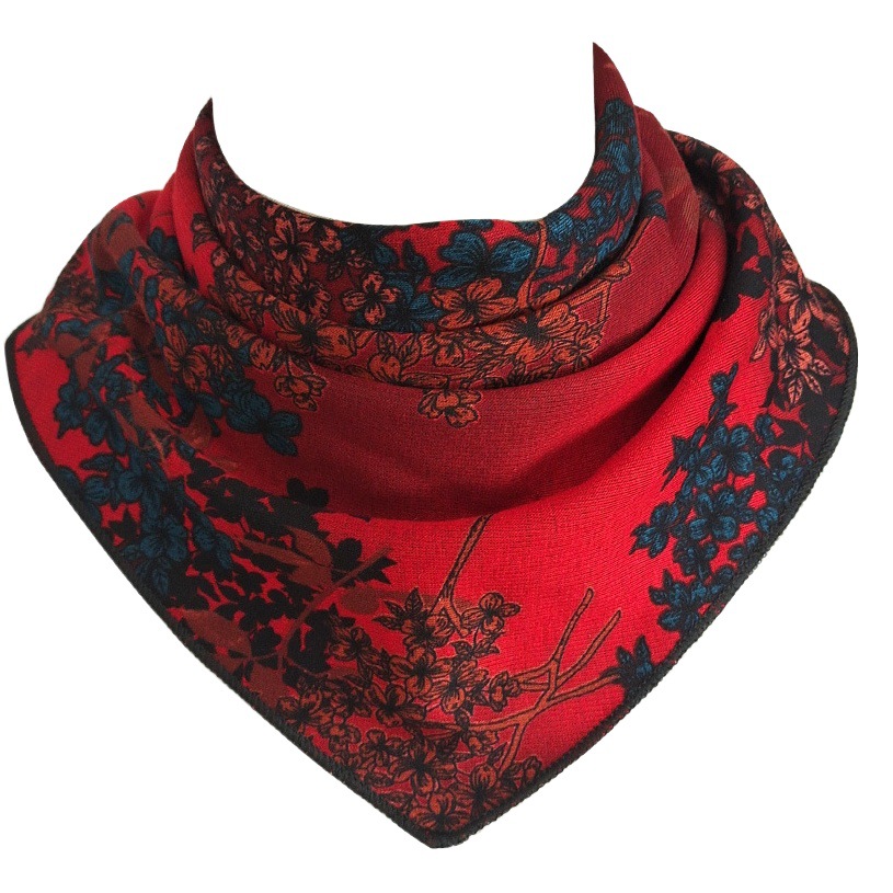 Popular autumn and winter double-sided double-layer double-breasted triangle scarf women's neck protection cold-proof warm scarf cross-border scarf wholesale