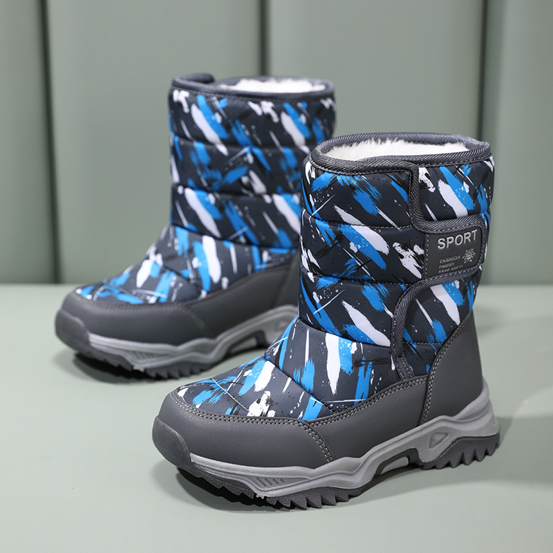 Cross-Border Kidsren's Snow Boots, Fashionable Color Matching, 26-38 Sizes, Multi-Color Wear-Resistant and Warm Winter Boots for Boys and Girls Wholesale