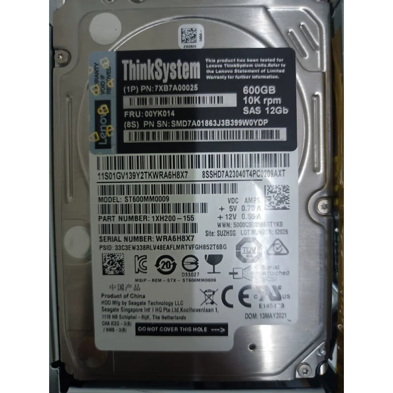 Оригинальный серверный жесткий диск корпоративного уровня 2.5" 600G SAS 10K 12Gb 00YK014