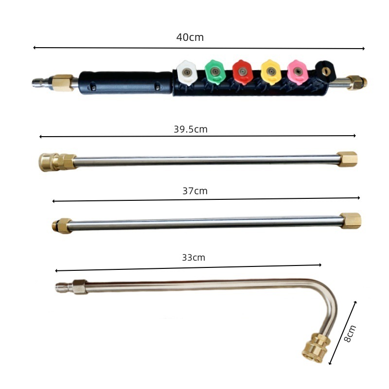 Cross-Border High-Pressure Water Gun Stainless Steel Eaves Cleaning Rod 1/ 4inch Extension Rod Extension Rod 4000Psi Set
