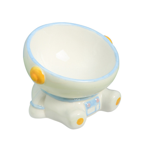 Amazon New Astronaut Cat Bowl Ceramic Drinking Cat Bowl Pet Bowl Cervical Protection High Leg Slanted Dog Bowl