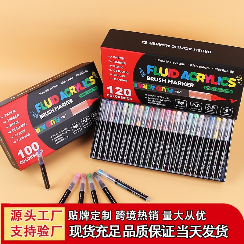 Cross-border wholesale direct liquid acrylic markers DIY graffiti pens large-capacity soft-tip direct liquid acrylic pens