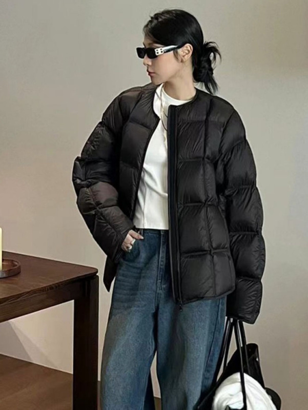 糖果色无胆泡芙感羽绒服女2025冬短款云朵超轻白鸭绒方块面包服潮|undefined