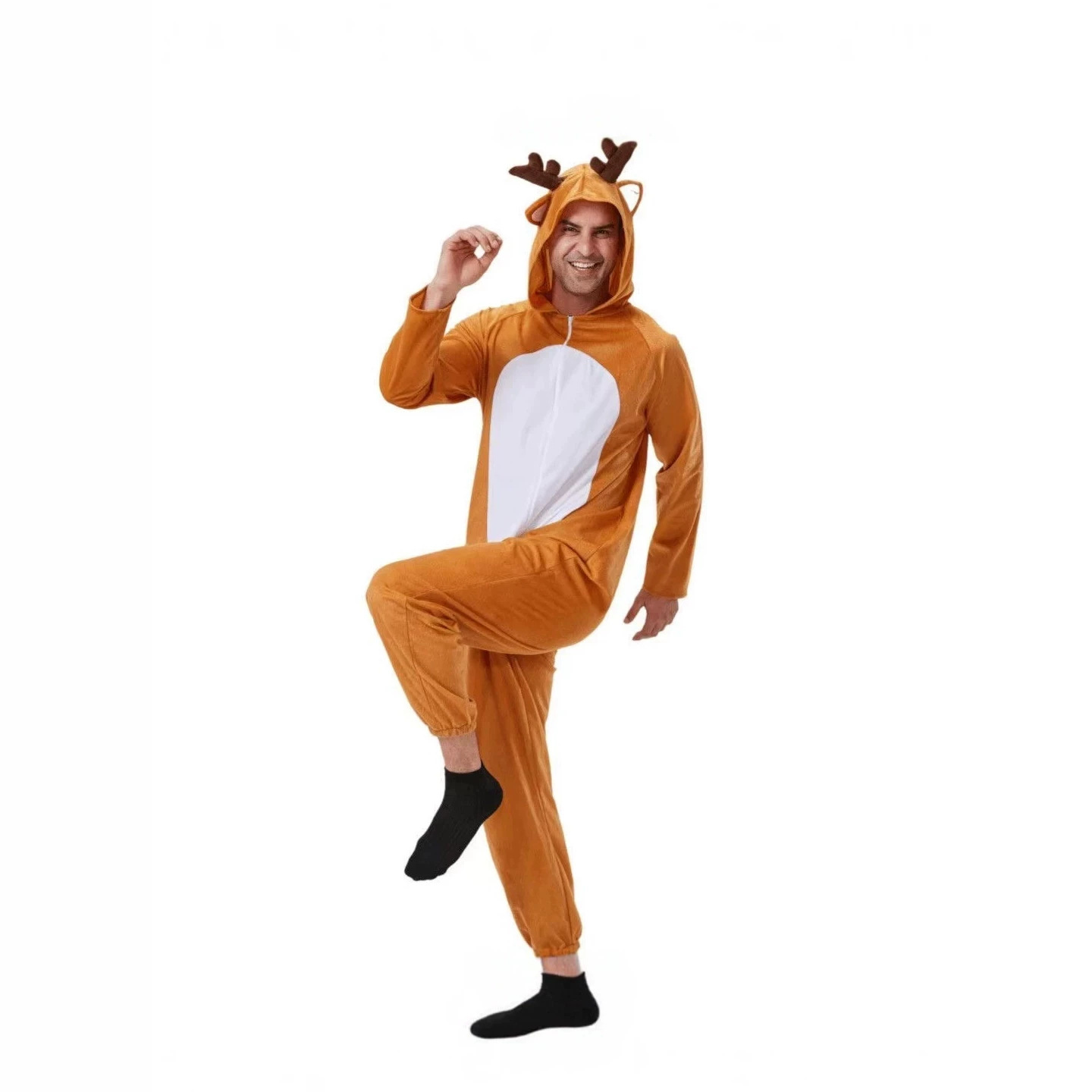 New Christmas Reindeer Jumpsuit Set for Couples, Party Stage Performance Outfit, Bar and Mall Christmas Costume Pajamas
