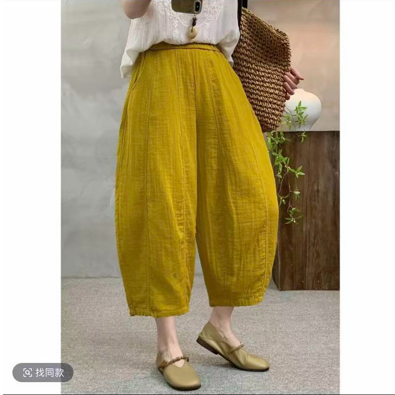 2026 Summer New Style Double Yarn Cotton Pumpkin Pants, Cool and Breathable Casual Pants for Women, Slimming High-Quality Cropped Pants 2026 Summer New Style Double Yarn Cotton Pumpkin Pants, Cool and Breathable Casual Pants for Women, Slimming High-Quality Cropped Pants