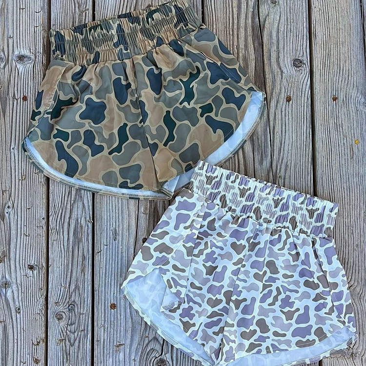 2025美式迷彩短裤女小个子高级感跨境新款夏季宽松提臀休闲裤裤子