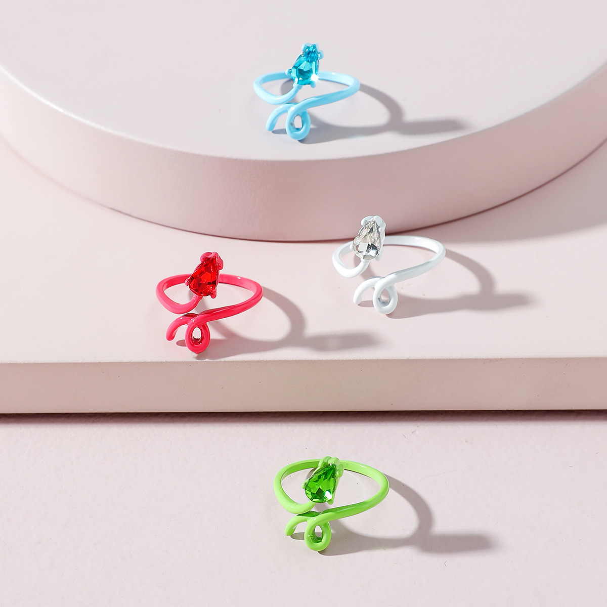 European and American Fashion Jewelry Color Snake Ring Set