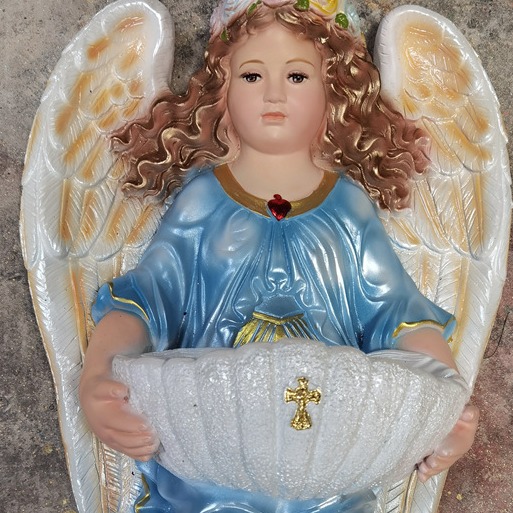 75cm ángel piscina de agua sagrada mira la figura de la resina de la casa sala de estar iglesia colgante 70 - 80