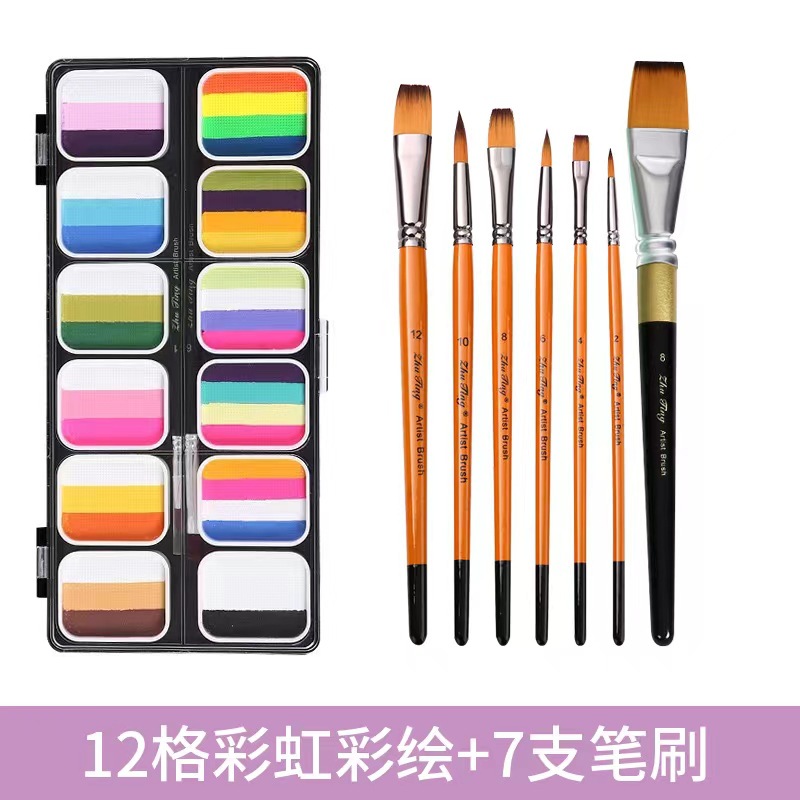 3012F-12 그리드 무지개 그림 6 오렌지 레드 막대 브러시 1 8 # 와이드 헤드 펜