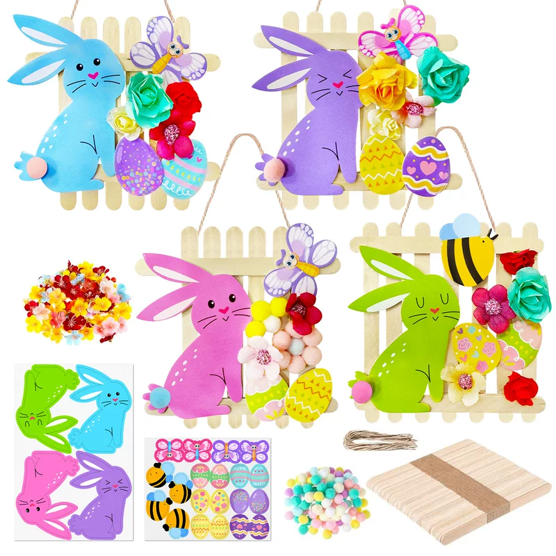 Set, wooden rabbit, accessory with butterfly, handmade, bee