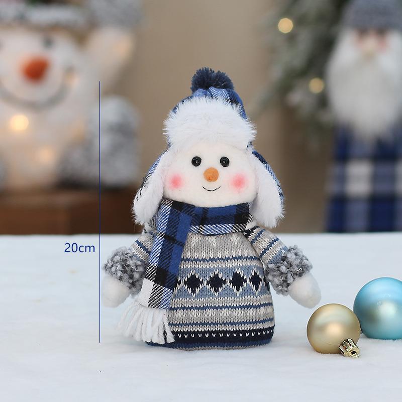 クリスマスクリスマスの新しい国境を越えた青い布芸雪だるま人形クリスマスアイテムのデスクトップ装飾品|undefined